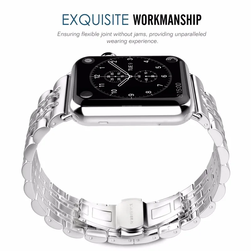 316L металлический ремешок для apple watch группа 42 мм 38 мм нержавеющая сталь Ссылка браслет ремень бабочка Пряжка ремешок для iWatch 3 2 1