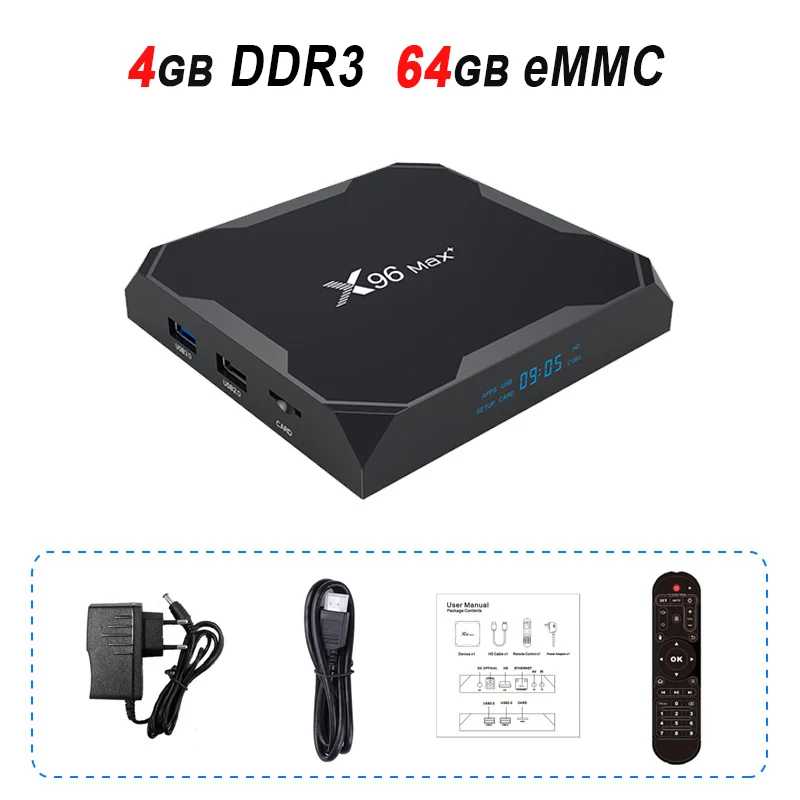 X96 Max+ Android 9,0 ТВ приставка Amlogic S905X3 Smart tv Box 4GB DDR3 32GB 64GB eMMC 2,4G 5G WiFi 1000M RJ45 Bluetooth 4K X96 Max - Цвет: 4GB 64GB