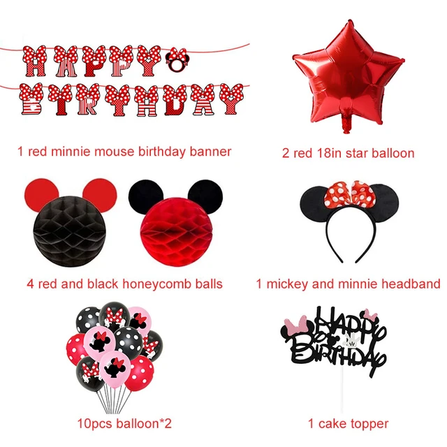 Minnie Maus Dekore Party Zubehör Banner Luftballons Kuchen Topper