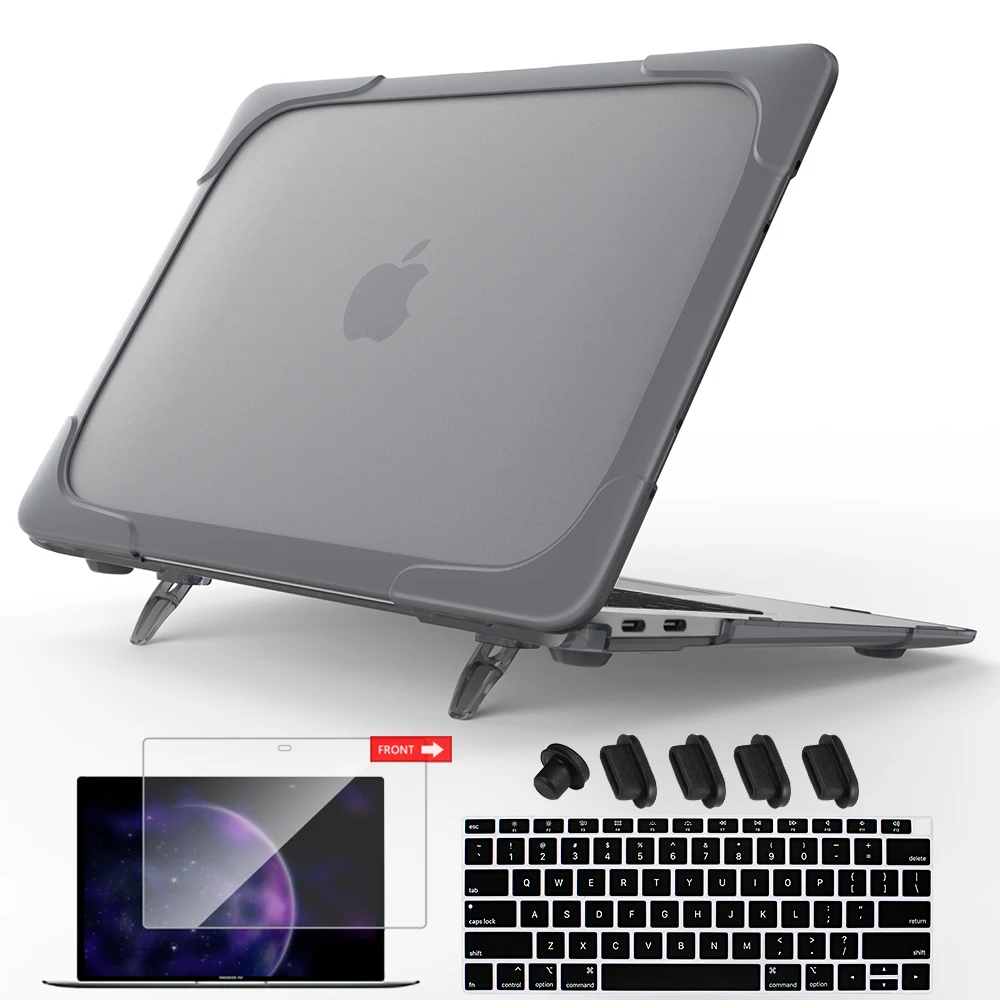 Redlai противоударный Прозрачный матовый Пластик жесткий чехол с складная подставка для ноутбука MacBook Air Pro retina 11 12 13 дюймов Сенсорная панель