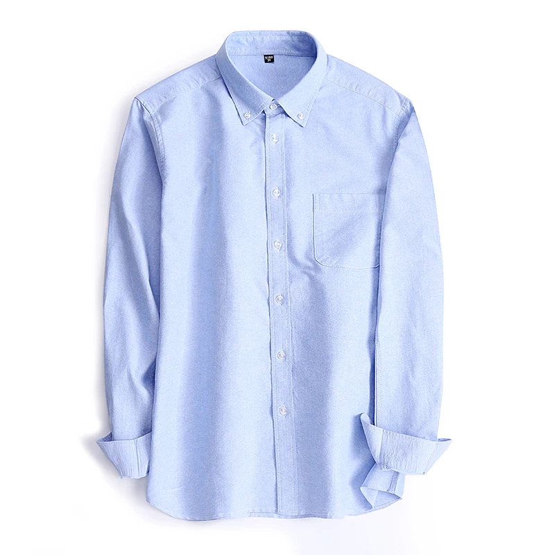 Men Casual Shirts Dress Shirts Fashion Oxford Mens Long Sleeve Solid Color Formal
