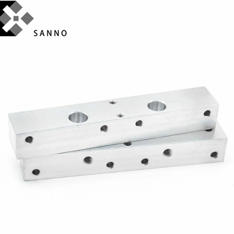 3 Pcspack 3D Printer parts dual extruder bar throat fixation block MK8 aluminum double extruder nozzle throat plate (2)