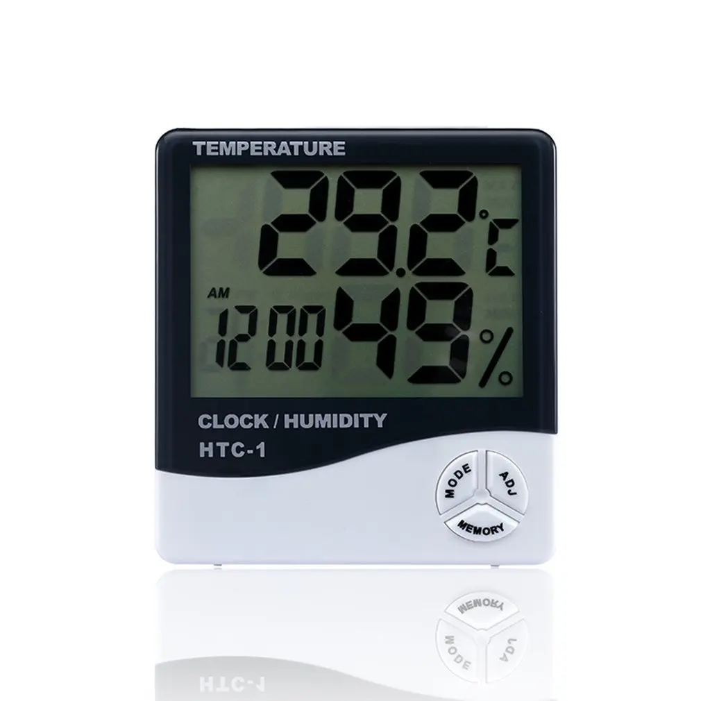 HTC 1 Indoor Room LCD Electronic Temperature Humidity Meter Digital Thermometer Hygrometer Weather Station Alarm Clock|Alarm Clocks| - AliExpress