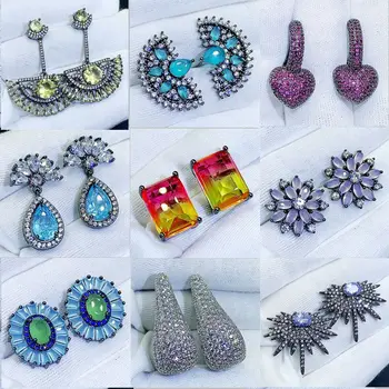 

30 Pairs/lot top quality fashion women earring lot wholesale luxury zircon women wedding earring jewelry lot 201030-68