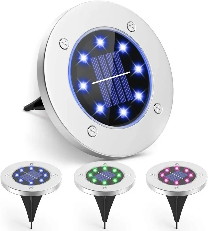 

SLOGOL Solar Garden Ground Lights Disc Waterproof and Pressure-proof Landscape Lighting Lawn Light Sidewalk Discoloration Lights