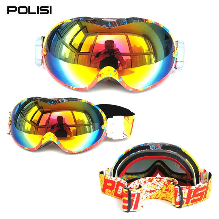 Лыжные очки классический стиль большие сферические мужские и женские сноуборд спортивные лыжные очки Анти-туман линзы профессиональные лыжные очки W320 - Цвет: WS6015