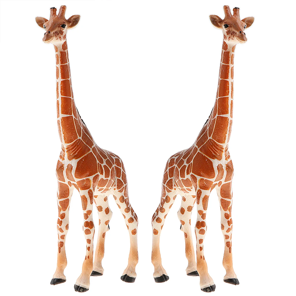 2pcs Realistic Giraffe Figurines, Plastic Wildlife Animal Figures, Easter Eggs Cake Toppers Birthday Gift