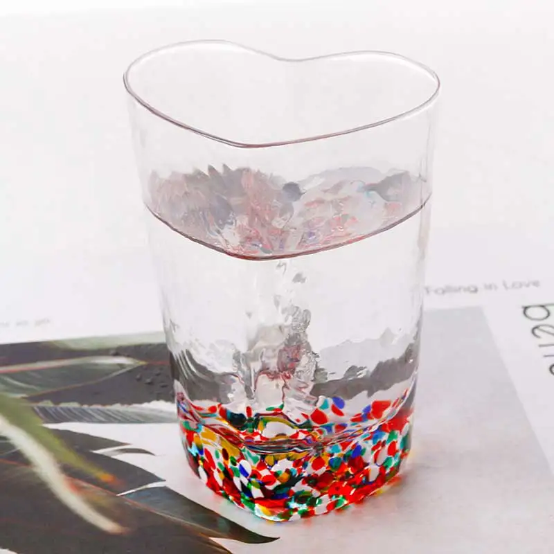 160 мл стеклянная чашка в форме сердца с разноцветным рисунком молотка, креативная кофейная кружка для молока, сока, домашнего офиса, стакан для питья, подарки