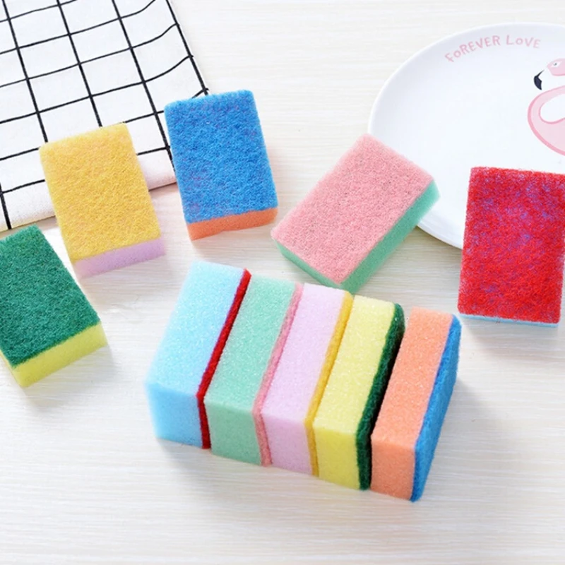 

10pcs/set Dropship Household Dish Wash Cleaning Sponges Colored Sponge Scouring Pads Kitchen Sponges Cleaner Tool Random Color