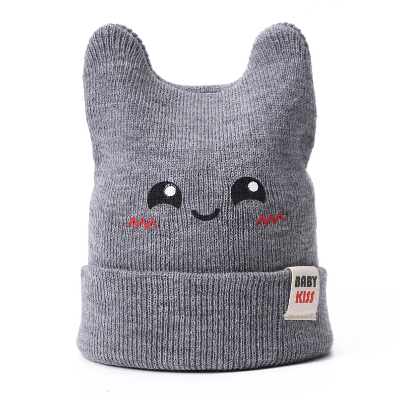 Весна, Осень, Зима, детская шапка, вязаная, одноцветная, Skullies Beanies, хлопковая шапка, милая детская теплая вязаная фетровая шапка для мальчиков и девочек - Цвет: B
