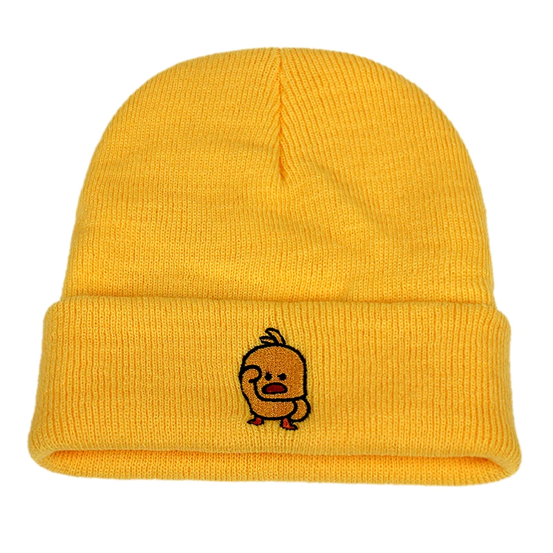 woolen cap for men Casual Little yellow duck beanie Hat for Men women Hip Hop Knitted woolen hats cap Outdoor Winter warm ski hats Skullies Hats timberland skully