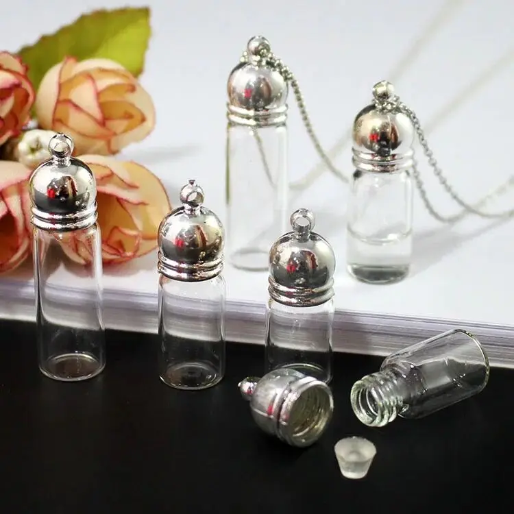 5pcs 아로마 병 펜던트 향수병 키 체인 목걸이 에센셜 오일 병 펜던트 목걸이 Diy 수제 보석 장식 선물