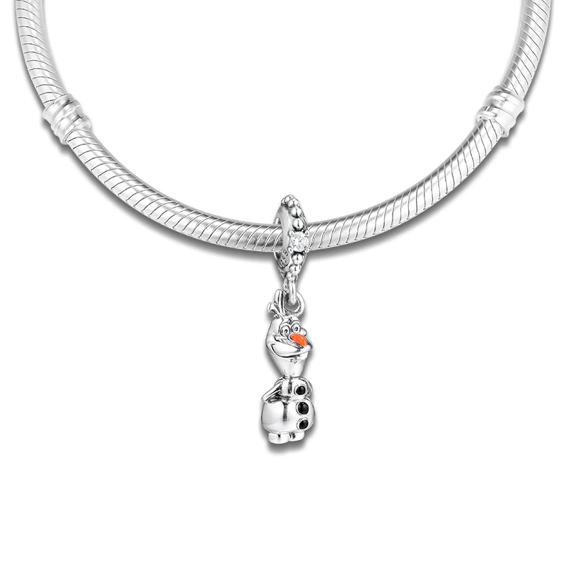 CKK подходит для браслета Pandora Холодное сердце Олаф Висячие Подвески для изготовления украшений Серебро 925 оригинальная бусина