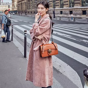 

Real Fur Coat Women Sheep Shearling Winter Coat Women Korean Warm Woolen Overcoat Long Abrigos Mujer Invierno 2020 BL-023 YY530