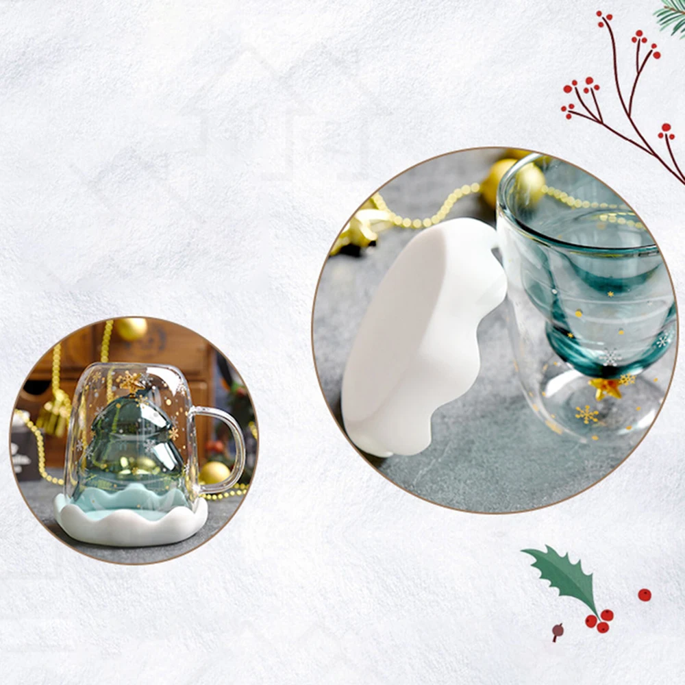Двухслойная стеклянная чашка креативная 3D Рождественская елка двойная анти-обжигающая изоляция 250 мл чашка для кофе, молока, сока Рождественский подарок