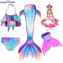 Girls Tail Mermaid Tails Kids Swimsuit Costumes With Monofins Bikini Swimming Cosplay Little Mermaid tail for Children Swimwear