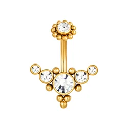 Golden Stainless Steel Belly Button Ring - Elegant Navel Jewelry (Belly Button Ring)