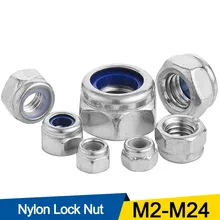Nylon Borgmoer 304 Rvs Hex Hexagon Borgmoer M2 M2.5 M3 M4 M5 M6 M8 M10 M12 M14 M16 m20 M24 Nylon Moer DIN985