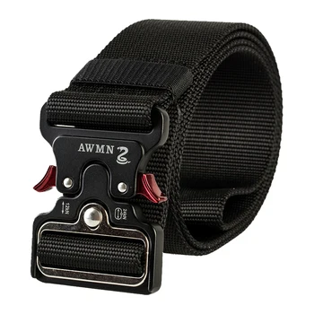 

4.8CM Width Men Belt Nylon Tactical Army Belt For Trousers Metal Buckle Canvas Belts Outdoor Training Black Military Waist Belt