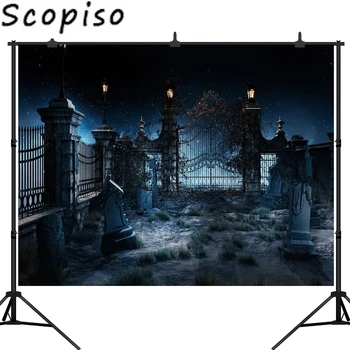 

Scopiso Happy Halloween Photography Background European Door Stars Sky Professional Background Studio Children Photography Props