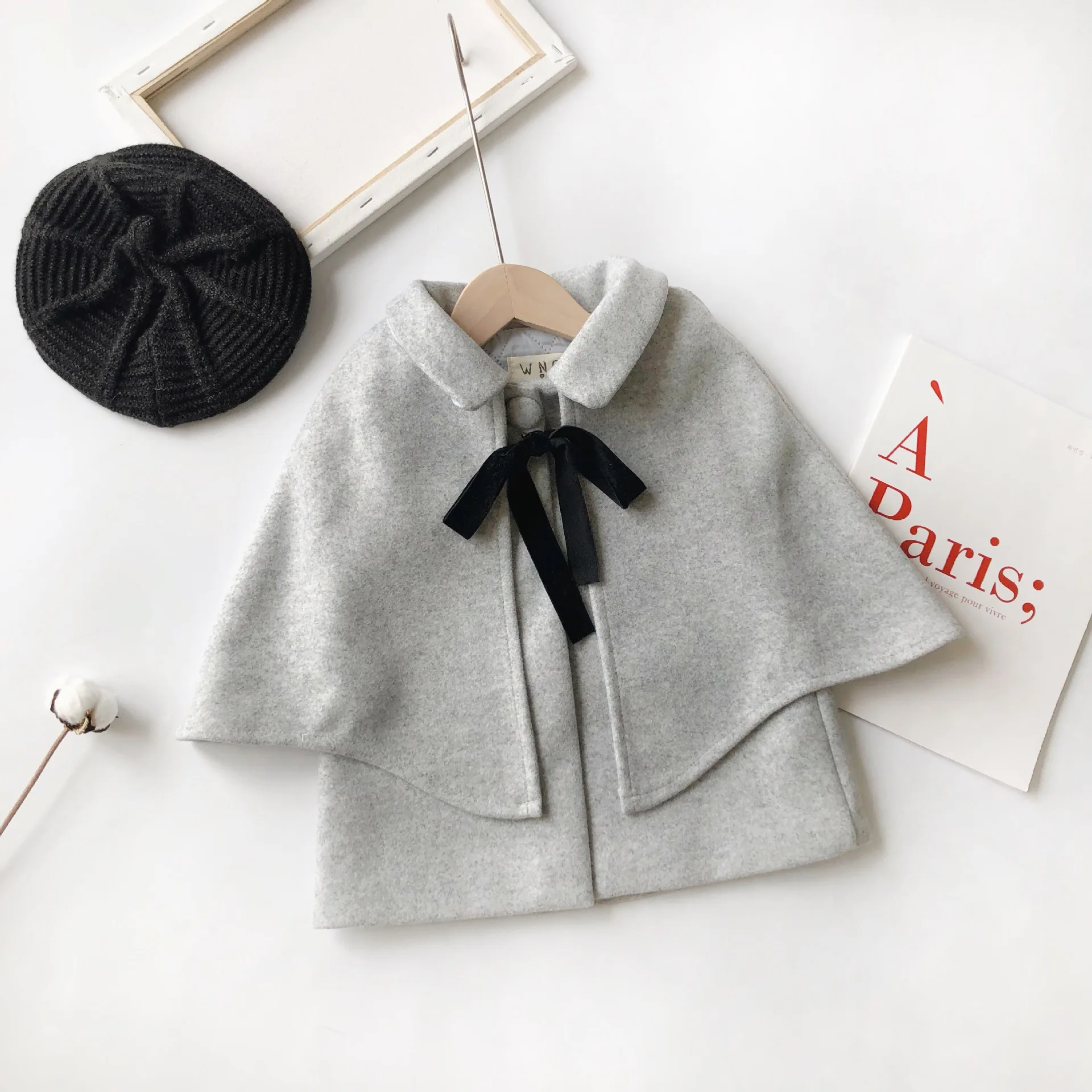 

2019 Winter New Arrival korean style pure color princess cloak with sleeveless coat for fashion cute sweet baby girls