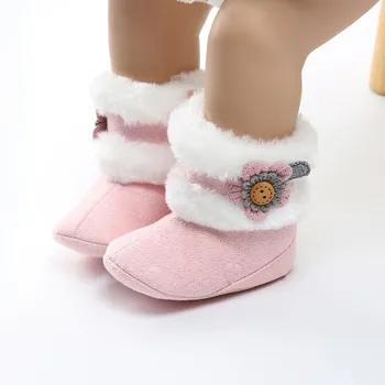 

2019 New Fashion Winter Baby Boots Soft Plush Ball Booties for Infant girls Anti Slip Snow Boot keep Warm Cute shoes