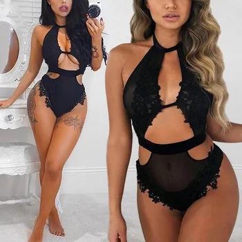 

jumpsuits Lace Bra Soft Lingerie Sheer Black Perspective Nightwear Plus Size Underwear Print Sleepwear Hollow Out Comfortable