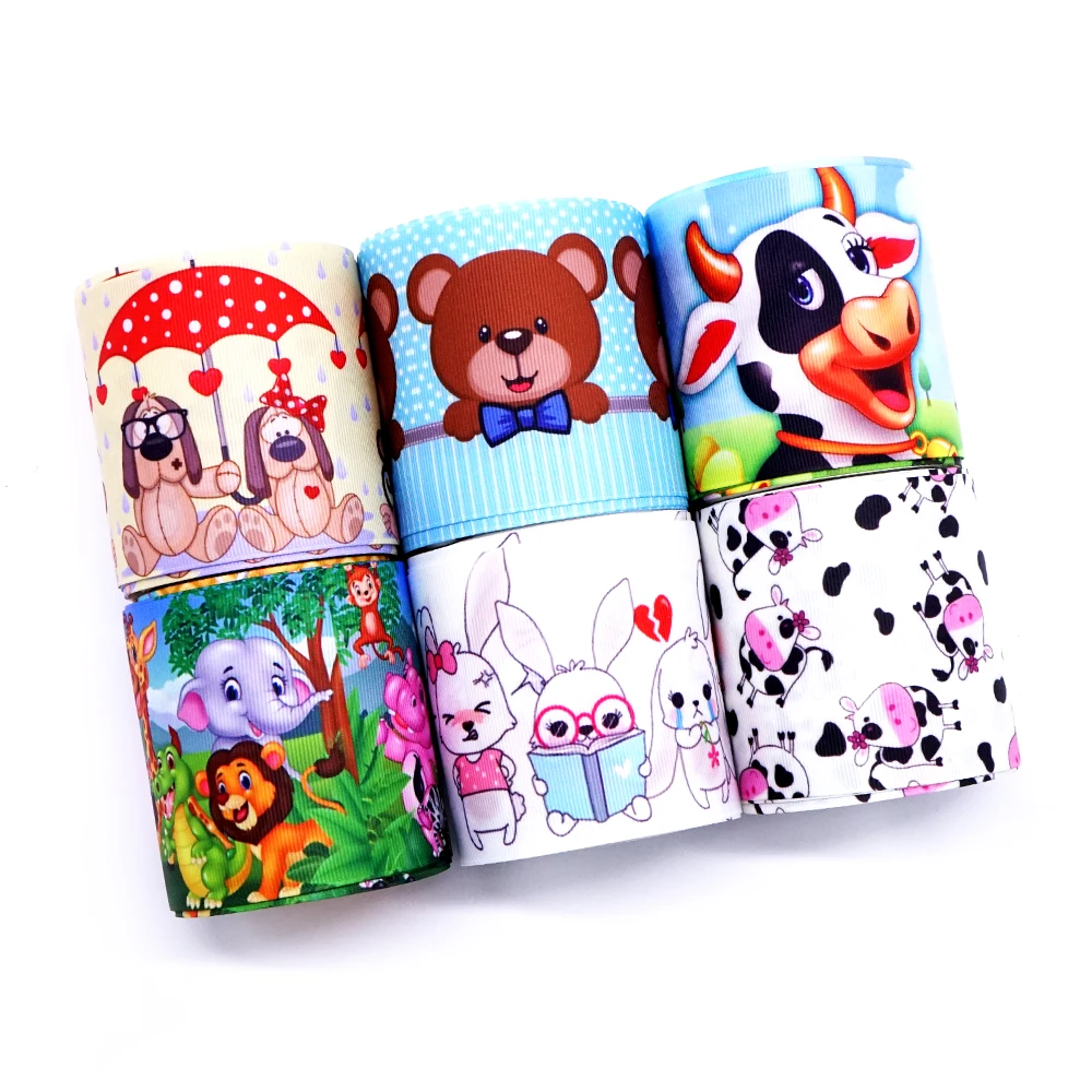 Free shipping 50 yard cartoon printed grosgrain ribbon 33191