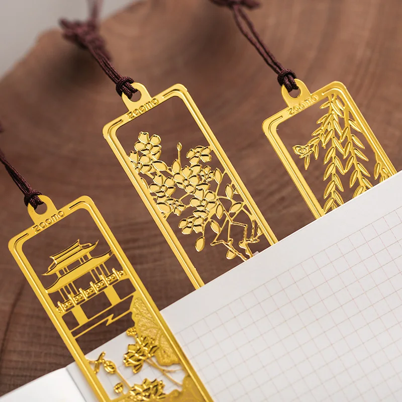 DIY милые металлические золотистые закладки в китайском стиле для книжной бумаги