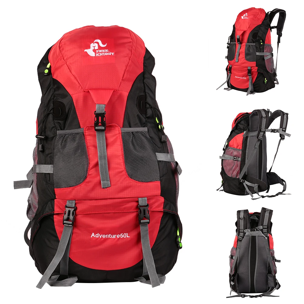 Red 50L открытый рюкзак для альпинизма, кемпинга, езды, путешествия, водонепроницаемая сумка для мужчин - Цвет: Red