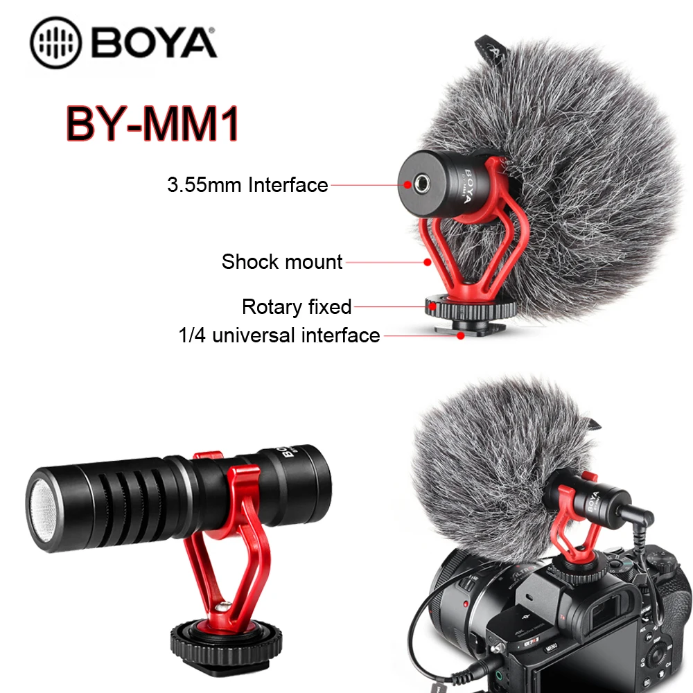 BOYA BY-MM1 комплект кардиоидный микрофон для смартфона DJI Osmo Nikon Canon DSLR Youtube Vlogging запись 3,5 мм аудио кабель