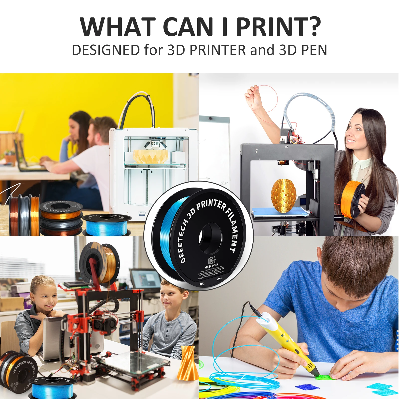 Fio de Seda 1kg 1.75 mm do Filamento do Pla 3d de Geeetech Material da Impressora 3d Recargas da Cópia Pacote Rápido do Vácuo da Entrega - Imagem 3
