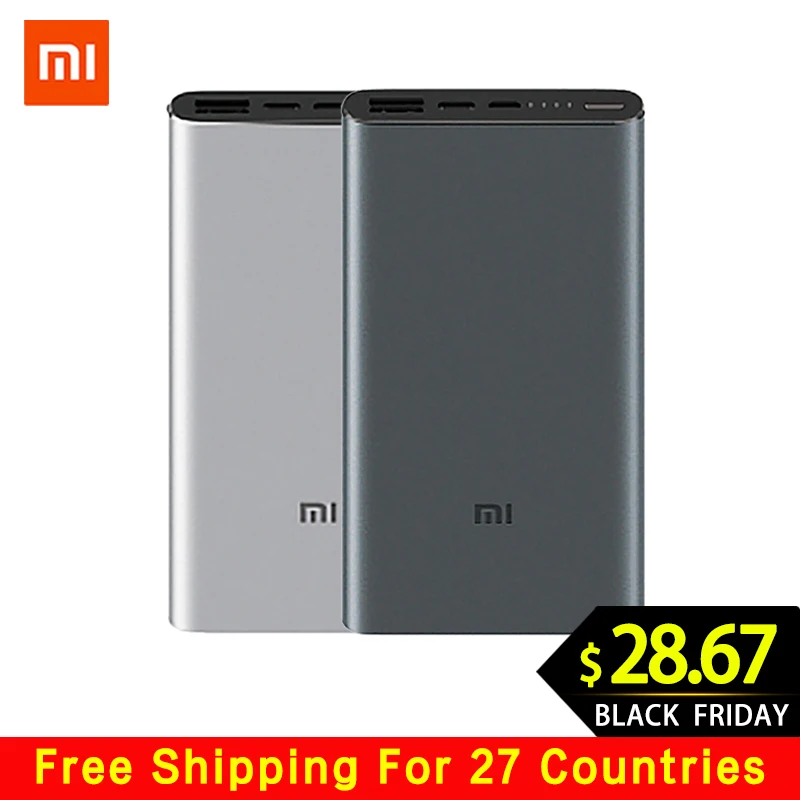 Ceny Oryginalny Xiao mi mi 10000 mAh Power Bank 3 2 Pro USB C dwukierunkowe szybkie ładowanie 18W podwójne wejście wyjście PLM12ZM Xiao mi 10000 mAh