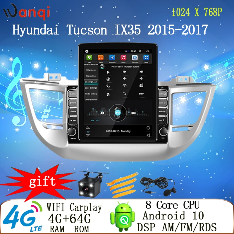 

Wanqi 9.7 inch Tesla car android gps navigation radio for Hyundai Tucson IX35 2016-2017 car multimedia player vehicle dvd stereo