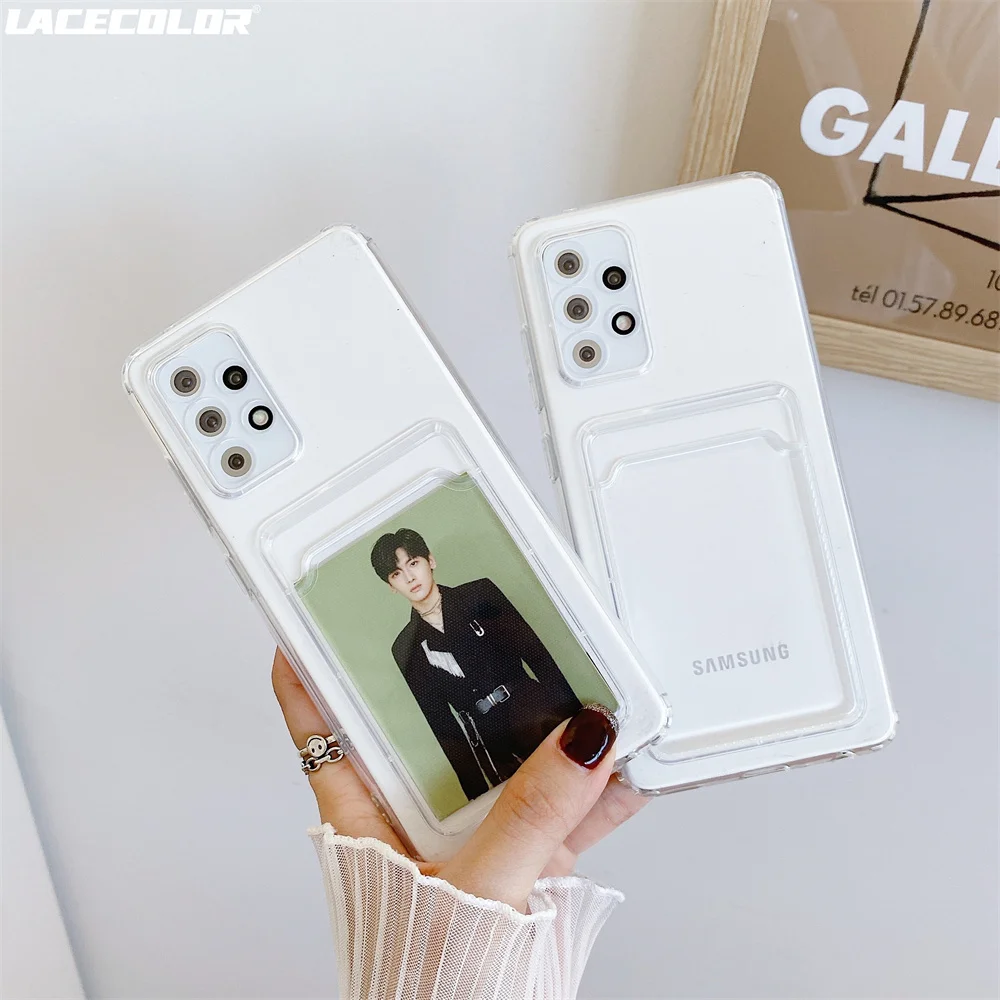 Прозрачный чехол с отделением для карт противоударный Samsung Galaxy A53 5G A33 A13 A82 A72 A52 A32