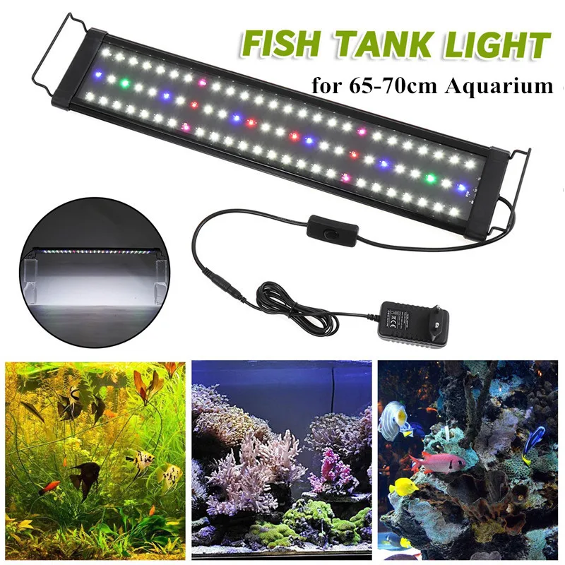 

18W Aquarium Lighting Fish Tank Light Hood with Extendable Brackets LED Light Energy-Saving Lamp 78 LEDs for 65-70cm Aquarium