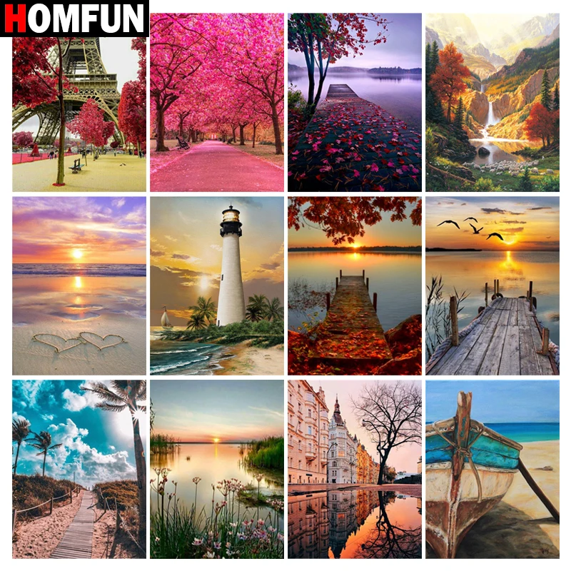 Картина из страз HOMFUN закат красивых пейзажей алмазная вышивка сделай сам