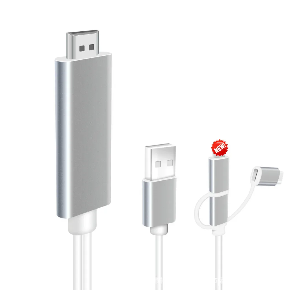 

3 in 1 3M HDTV cable Type C &Micro USB connector Plug and Play Miracast cable for Android phone