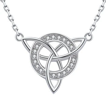 

StrollGirl 925 sterling silver Round circle pendant chain luxury clear Zircon Necklace for women fashion Jewelry gift free ship