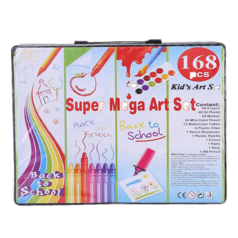 

168 Pcs/Set Drawing Tool Kit with Box Painting Brush Art Marker Water Color Pen Crayon Kids Gift Deals school supplise