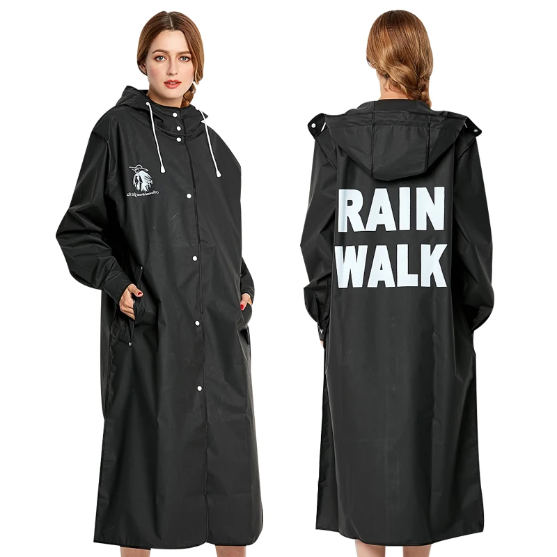 rain walk Yuding черный длинный плащ женский плащ крутой Тур дождевик Непромокаемая Куртка водонепроницаемый пончо ветровка для взрослых плащ с капюшоном - Цвет: rain walk