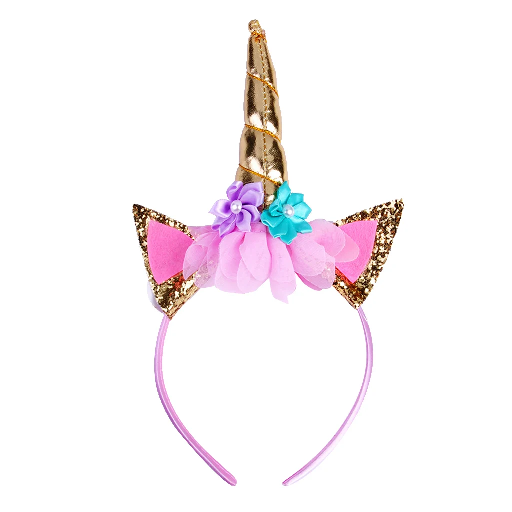 Magical Unicorn Horn Ear Headband  Hair Headwear for Costume Fancy Decor Cosplay