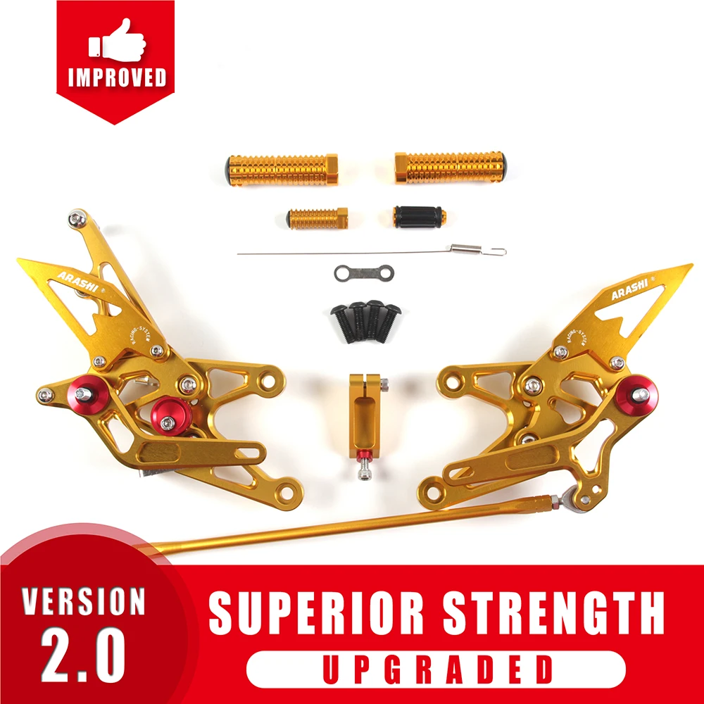 Регулируемая подножка Arashi для YAMAHA YZF R1 2007 2008 07-08 CNC подножки Rider задние наборы Rearset Подножка для ног Алюминиевый - Цвет: Gold