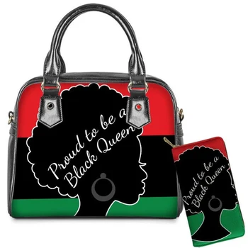 

WHEREISART New Brand Designer Black Afro Print Women Crossbody Bags /Shoulder Bags Ladies PU Leather Zipper Handle Tote Bags