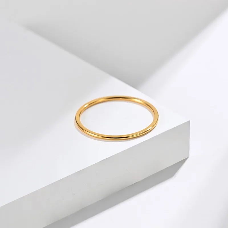 1mm Thin Stackable Ring Stainless Steel Plain Band for Women Girl Size 3-11 6