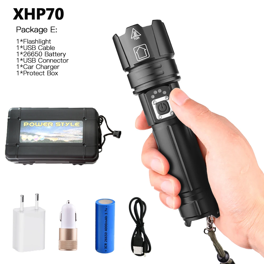 90000лм мощный светодиодный фонарик XHP90, фонарик с usb-зарядкой, светодиодный фонарь lanter 2*26650, аккумулятор для кемпинга, велосипедная лампа - Испускаемый цвет: E