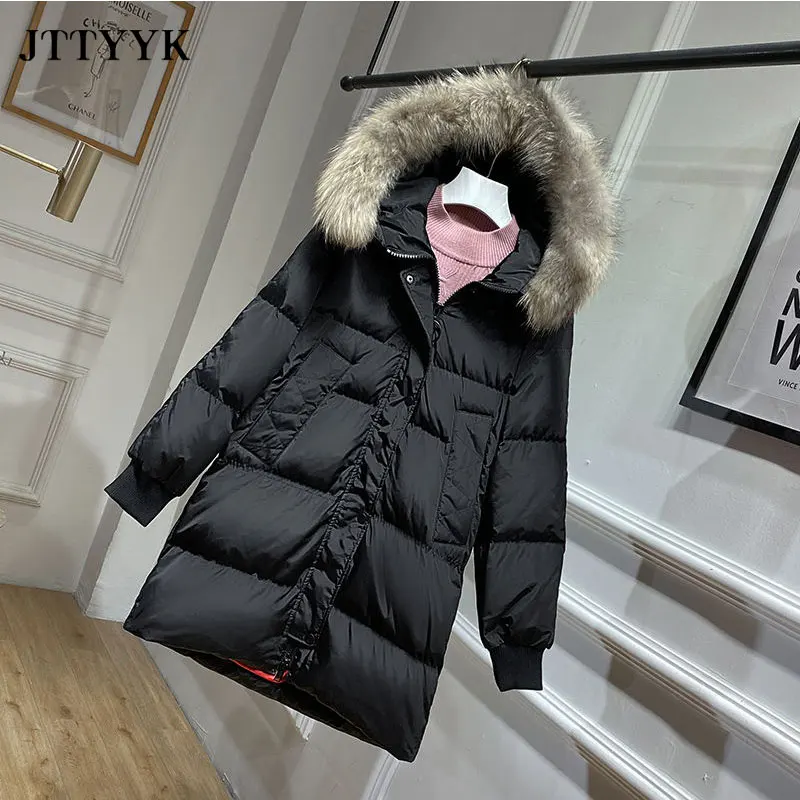 Real Raccoon Fur 2020 Women Winter Jacket Hooded