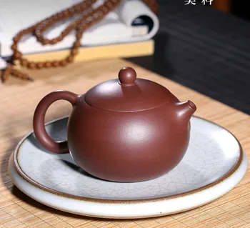 

Ancient Yue Tang Yixing Raw Ore Dark-red Enameled Pottery Teapot Famous Pure Full Manual Xi Shi Kettle Teapot Tea Set Purple Mud