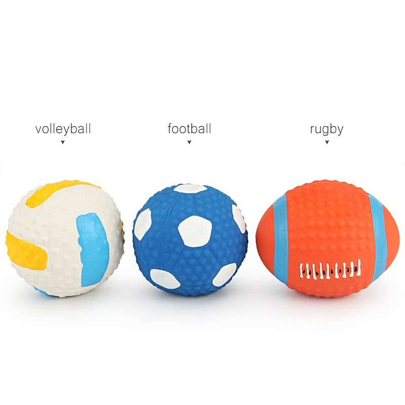 Rugby-Inspired Small Dog Squeaky Toy with Cotton Filling and Latex Exterior