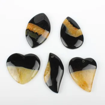 

5pc/bag Natural Stone Agate Pendant Smooth Agate Pendant Mixed Color Natural Agate Irregular DIY Necklace Jewelry Accessories
